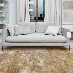 COR 2-Sitzer-Sofas|Sofa Pilotis Stoff 9208 Rauchgrau Füße Metall Verchromt Inklusive Rücken Und Wurfkissen