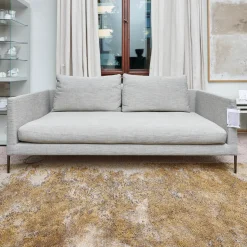 COR 2-Sitzer-Sofas|Sofa Pilotis Stoff 9208 Rauchgrau Füße Metall Verchromt Inklusive Rücken Und Wurfkissen