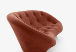 Ligne Roset 3-Sitzer-Sofas|Sofa Ploum 3 Sitzer Hochlehner Stoff Gentle FR Rouille Rot Braun Gestell Stahl Füße Bezogen