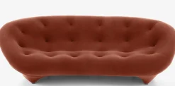 Ligne Roset 3-Sitzer-Sofas|Sofa Ploum 3 Sitzer Hochlehner Stoff Gentle FR Rouille Rot Braun Gestell Stahl Füße Bezogen