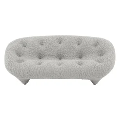 Ligne Roset 2-Sitzer-Sofas|Sofa Ploum Großer 2 Sitzer Hochlehner Stretchstoff Moby FR Sable Grau Gestell Stahlrohr Füße Bezogen