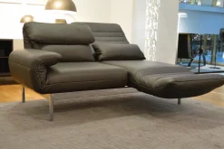 Rolf Benz 2-Sitzer-Sofas|Sofa Plura L-SOB-BS 380/186 Leder 38.105 Graubraun mit Verstellfunktionen