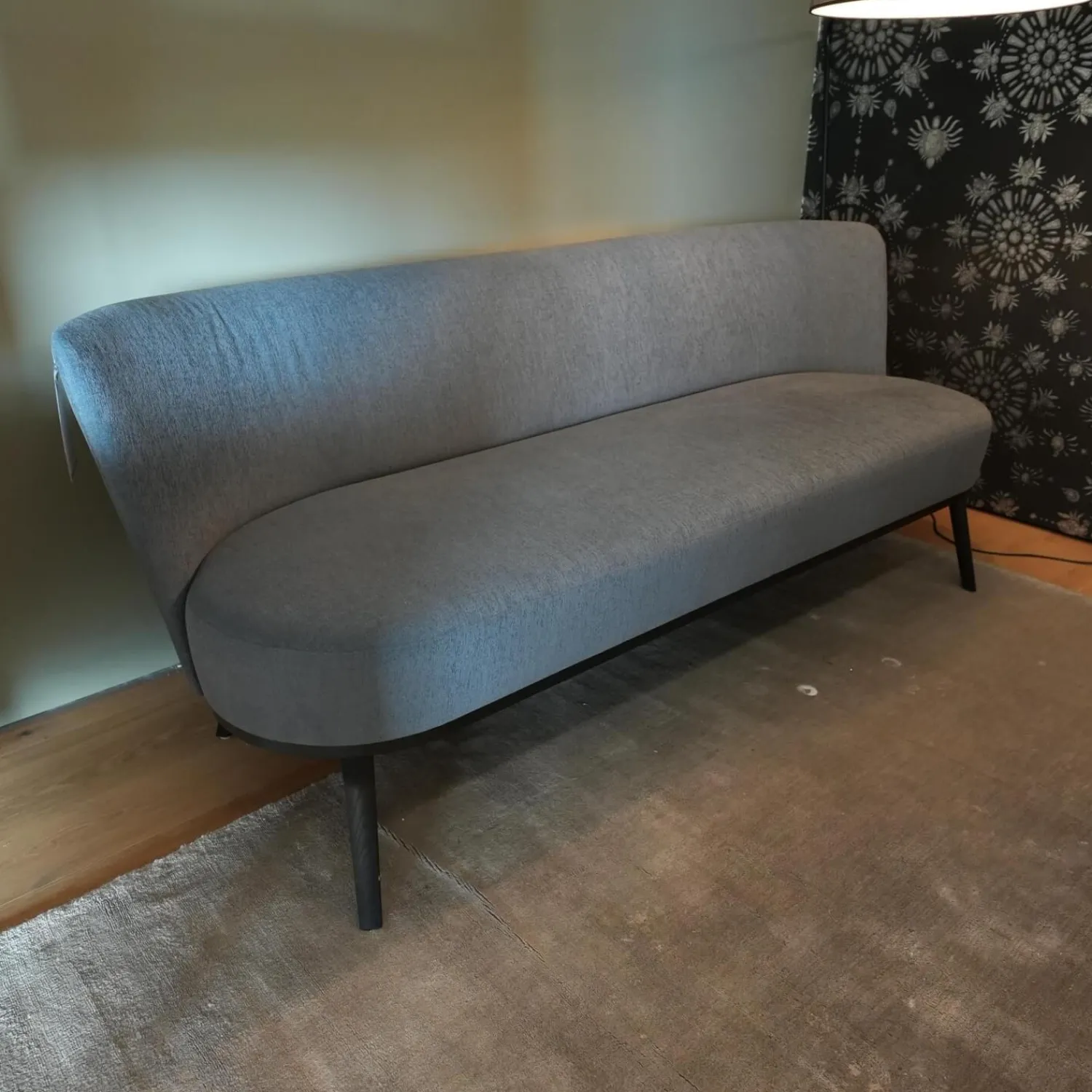 Bielefelder Werkstätten Bänke|Sofa Polo Cocktail 107-3002 Stoff Caliente 04242 Farbe 700 Grau Gestell Eiche Schwarz