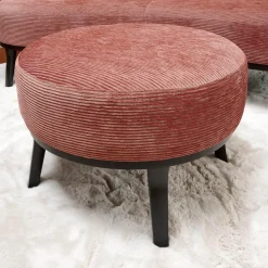 Bielefelder Werkstätten 2-Sitzer-Sofas|Sofa Polo Cocktail Stoff JAB Silas 1030 064 Rosa Gestell Esche Schwarz Gebeizt Mit Hocker