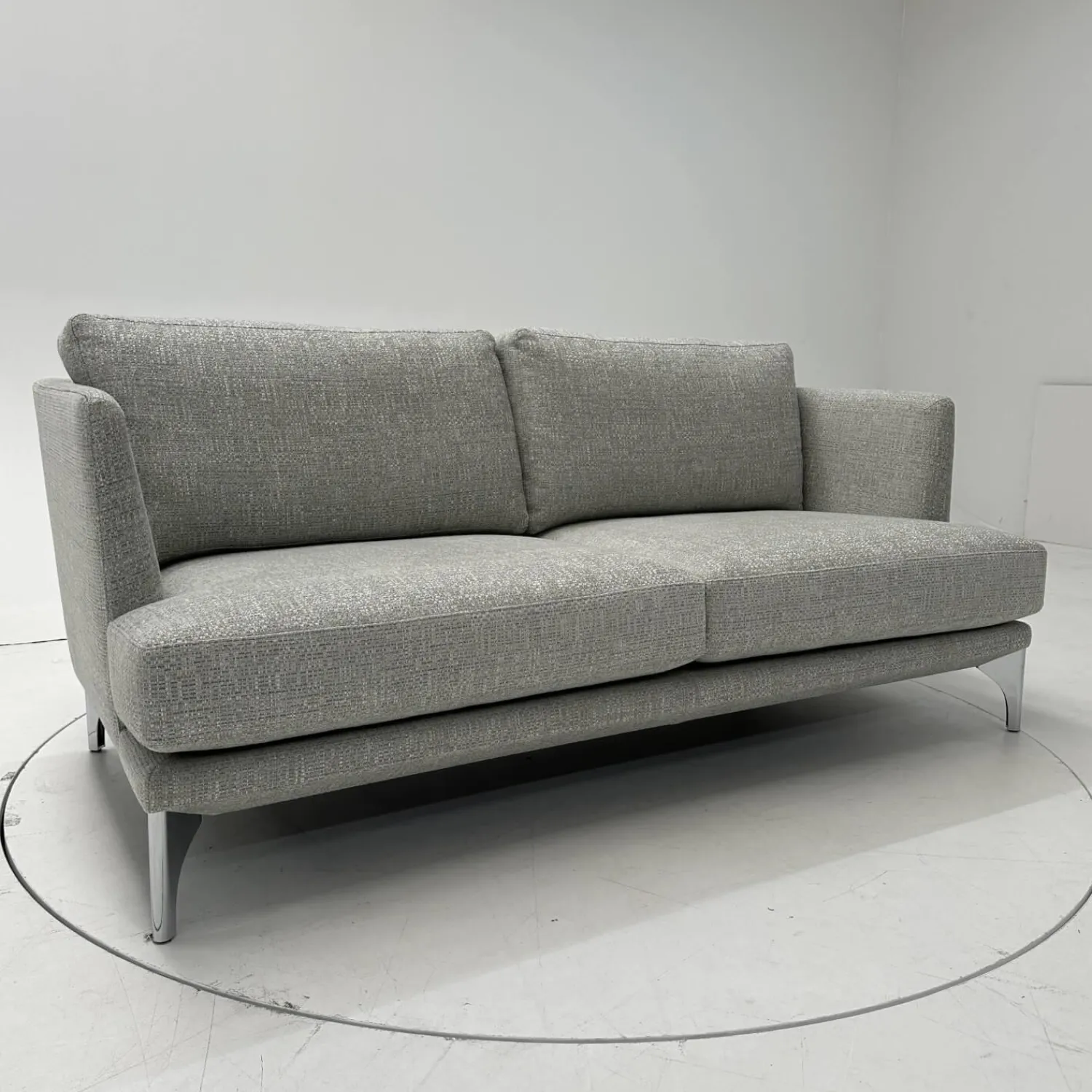 Bielefelder Werkstätten 2-Sitzer-Sofas|Sofa Polo Living 2 80 Bezug Stoff Modena BW1761-282 Grau Füße Aus Edelstahl