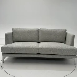 Bielefelder Werkstätten 2-Sitzer-Sofas|Sofa Polo Living 2 80 Bezug Stoff Modena BW1761-282 Grau Füße Aus Edelstahl
