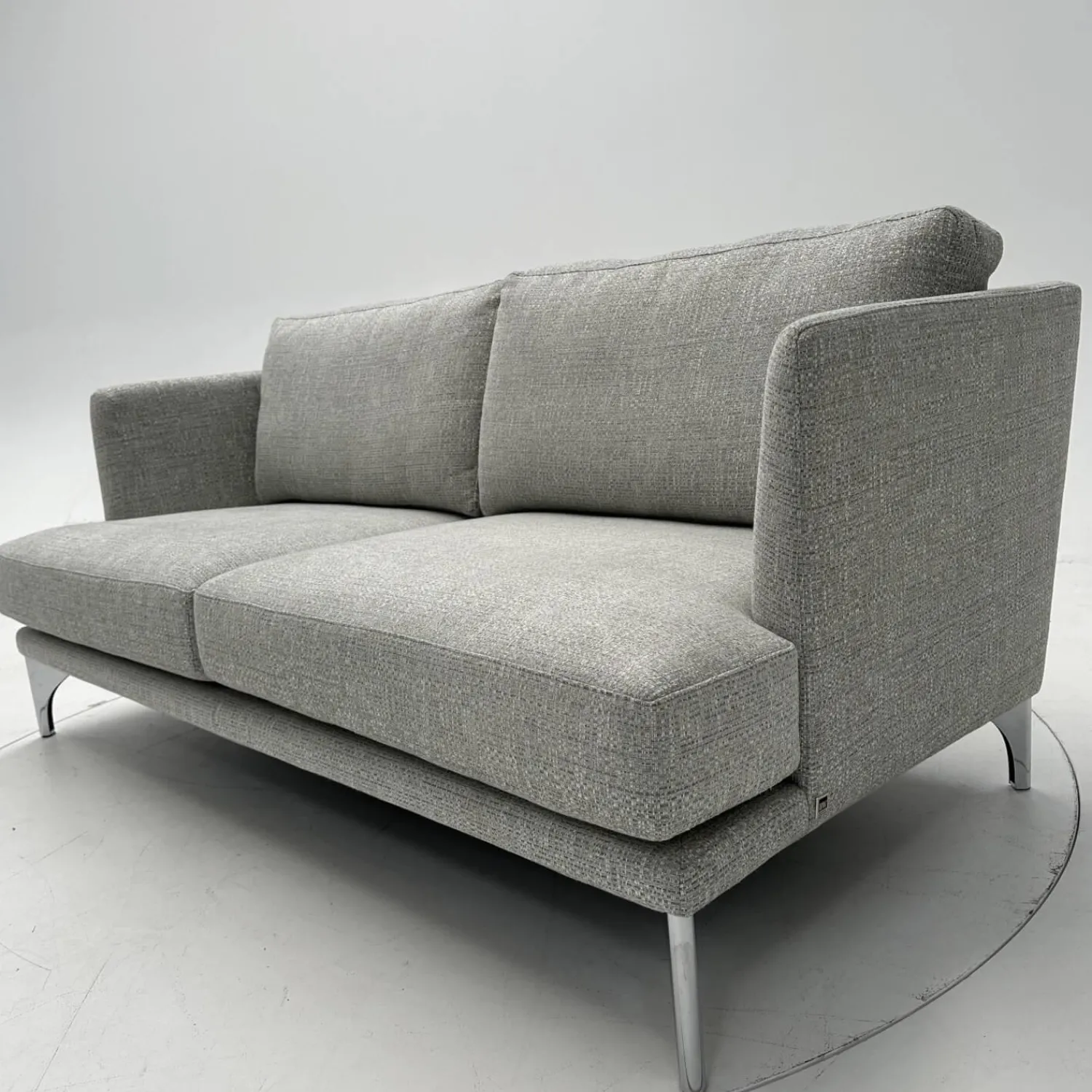 Bielefelder Werkstätten 2-Sitzer-Sofas|Sofa Polo Living 2 80 Bezug Stoff Modena BW1761-282 Grau Füße Aus Edelstahl