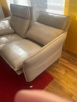 Erpo 2-Sitzer-Sofas|Sofa Porto Leder Pearl 42 Beige Weiß Füße 81 Hochglanz Inklusive Kissen