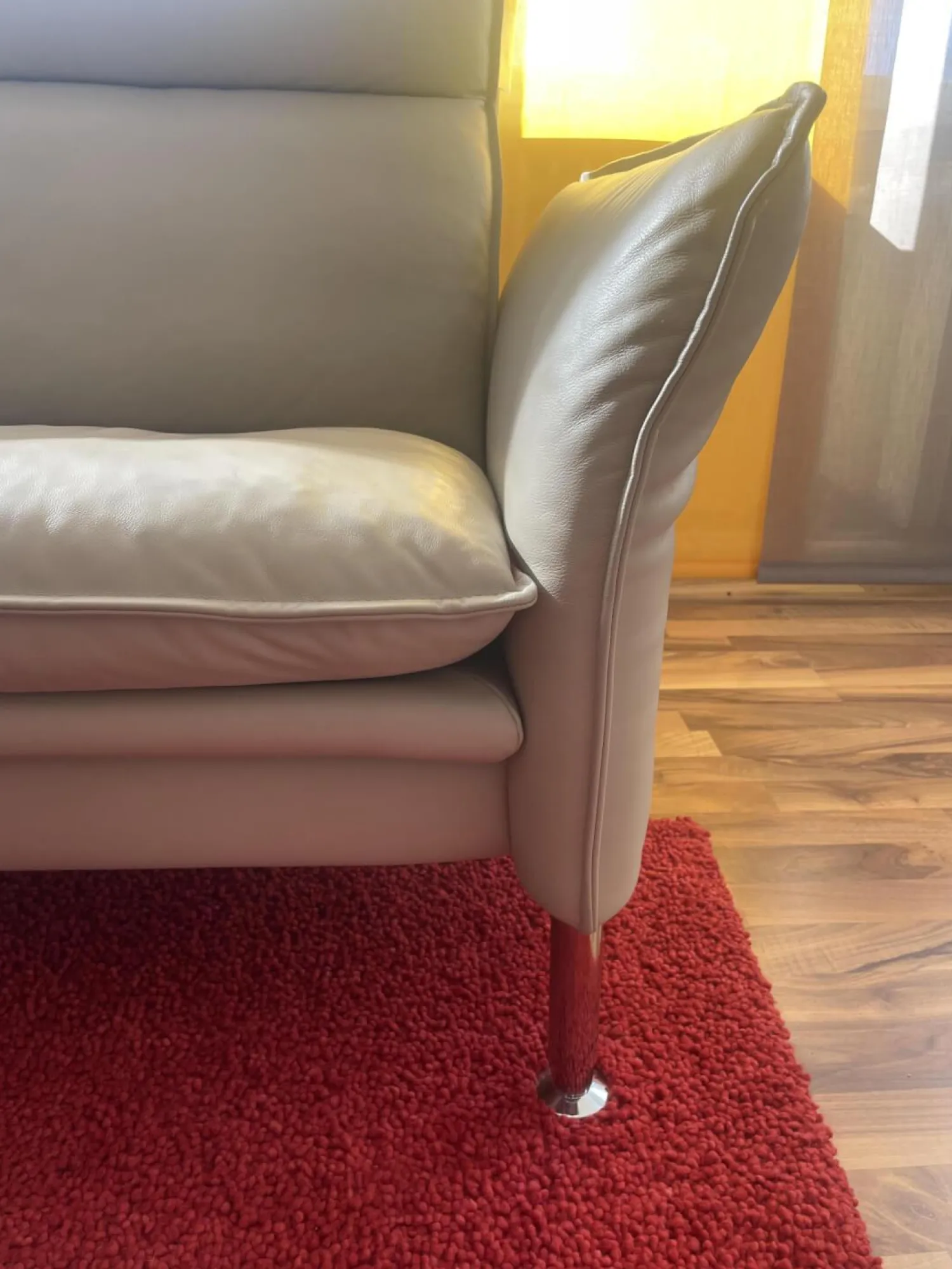 Erpo 2-Sitzer-Sofas|Sofa Porto Leder Pearl 42 Beige Weiß Füße 81 Hochglanz Inklusive Kissen