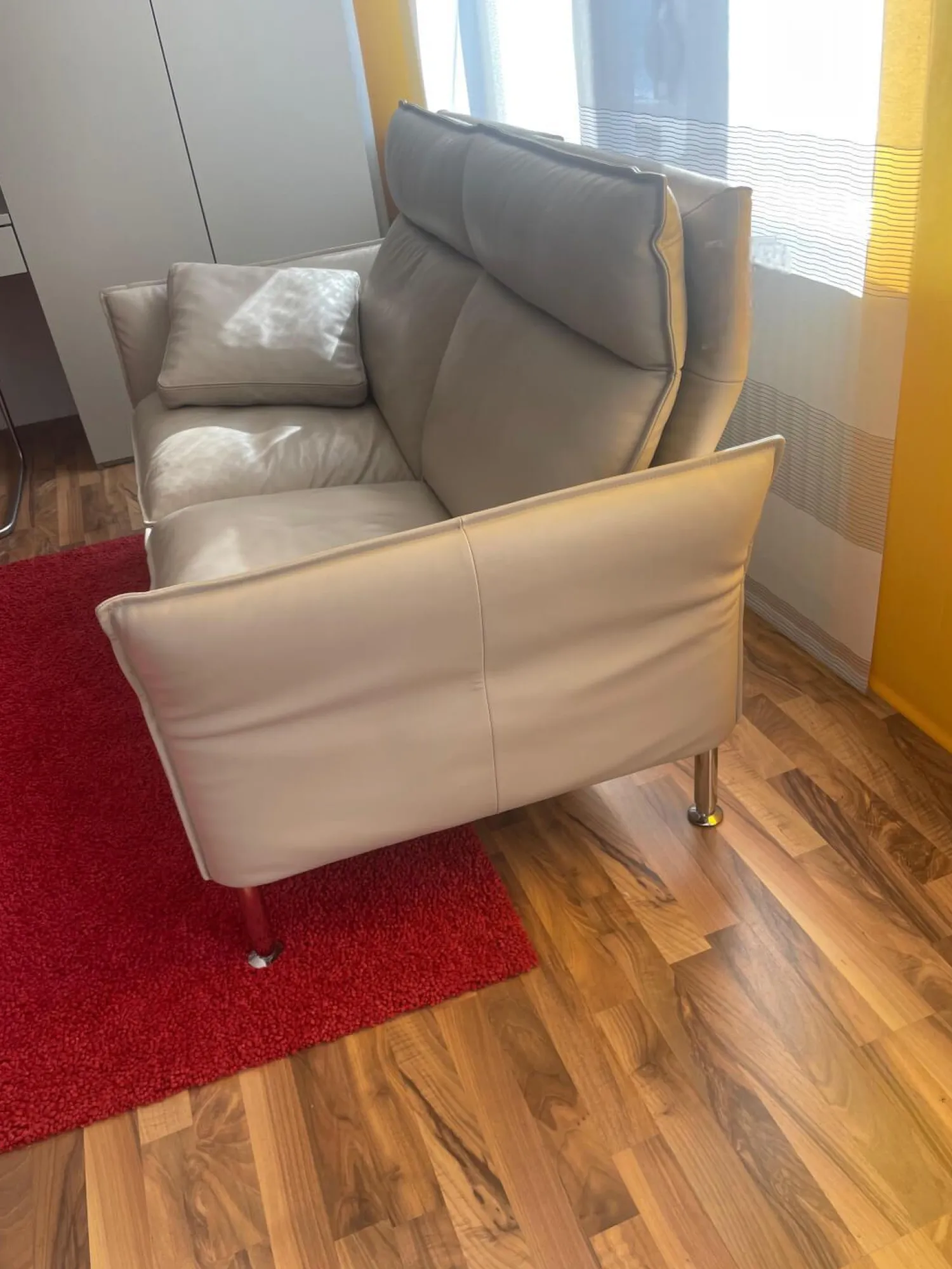 Erpo 2-Sitzer-Sofas|Sofa Porto Leder Pearl 42 Beige Weiß Füße 81 Hochglanz Inklusive Kissen