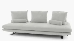 Ligne Roset 3-Sitzer-Sofas|Sofa Prado 3 Sitzer T120 Stoff Alcantara A Pearl Grau Gestell Lack Schwarz