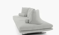 Ligne Roset 3-Sitzer-Sofas|Sofa Prado 3 Sitzer T120 Stoff Alcantara A Pearl Grau Gestell Lack Schwarz