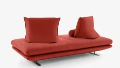 Ligne Roset 2-Sitzer-Sofas|Sofa Prado Großer 2 Sitzer T120 Stoff Alcantara A Goya Red Rot Gestell Lack Schwarz