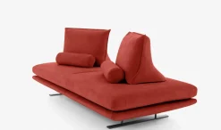 Ligne Roset 2-Sitzer-Sofas|Sofa Prado Großer 2 Sitzer T120 Stoff Alcantara A Goya Red Rot Gestell Lack Schwarz