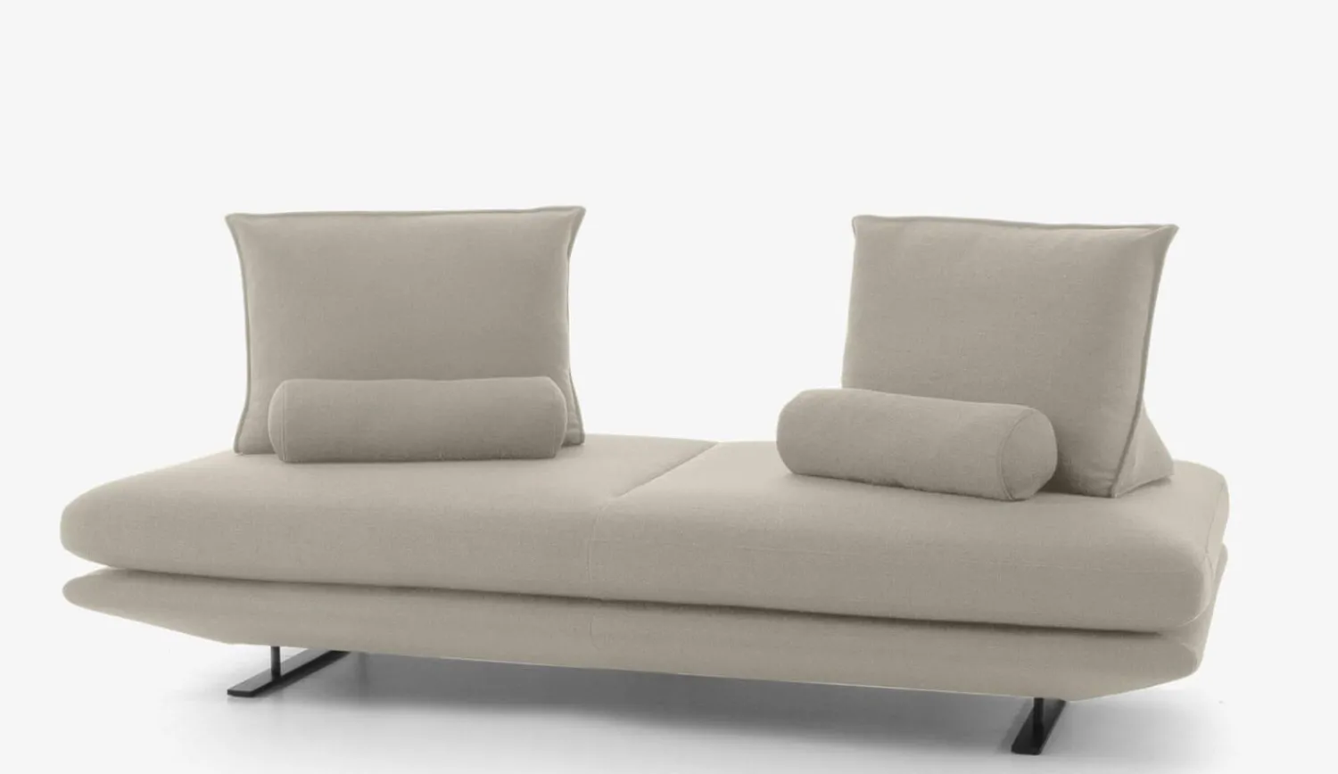 Ligne Roset 2-Sitzer-Sofas|Sofa Prado Großer 2 Sitzer T 100 Stoff Vidar FR Mastic Beige Gestell Lack Schwarz