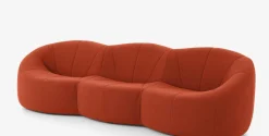 Ligne Roset 3-Sitzer-Sofas|Sofa Pumpkin 3 Sitzer Stoff Coda FR Brique Noir Rot Mit Sockel