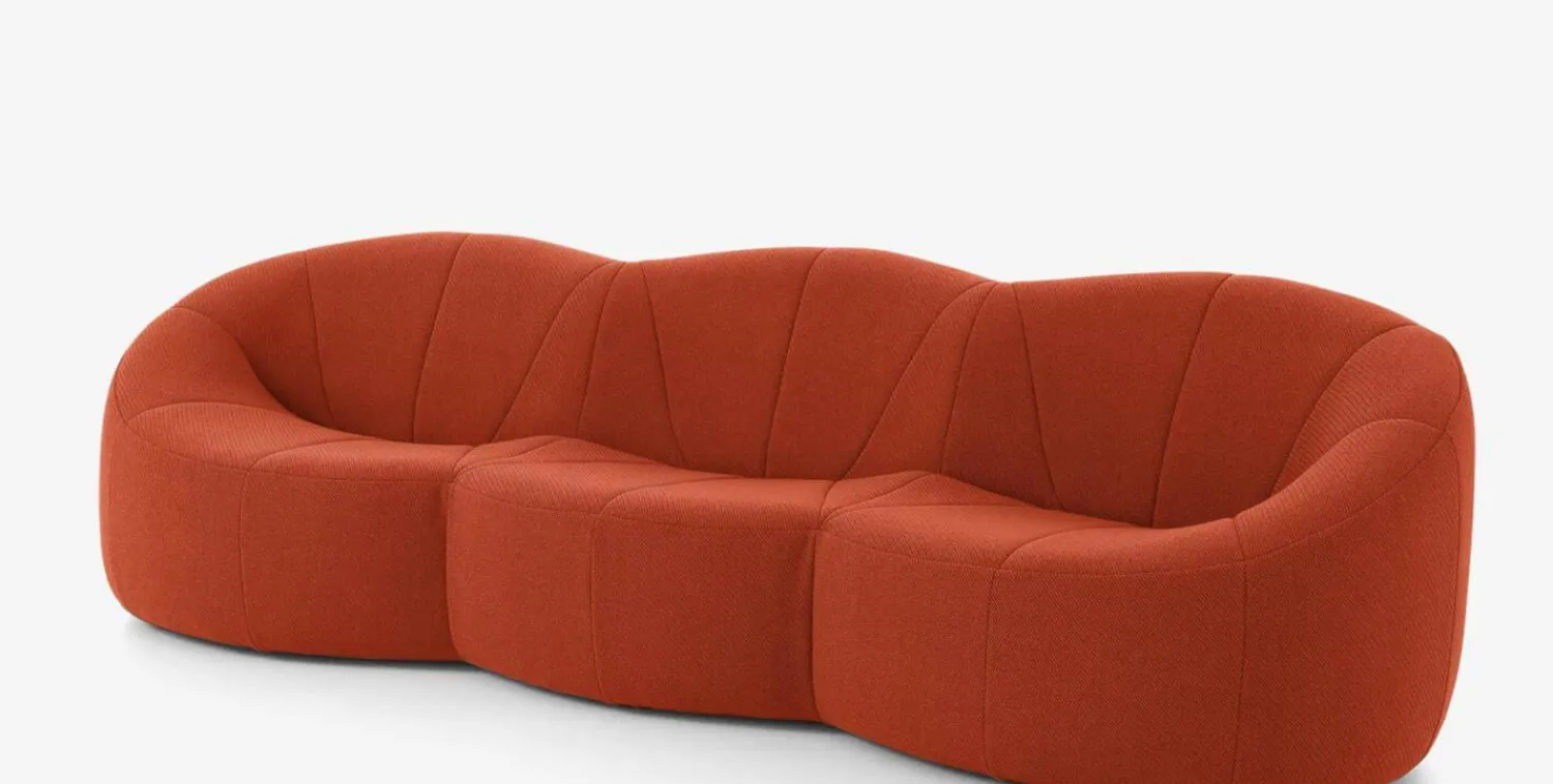 Ligne Roset 3-Sitzer-Sofas|Sofa Pumpkin 3 Sitzer Stoff Coda FR Brique Noir Rot Mit Sockel