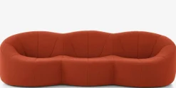 Ligne Roset 3-Sitzer-Sofas|Sofa Pumpkin 3 Sitzer Stoff Coda FR Brique Noir Rot Mit Sockel