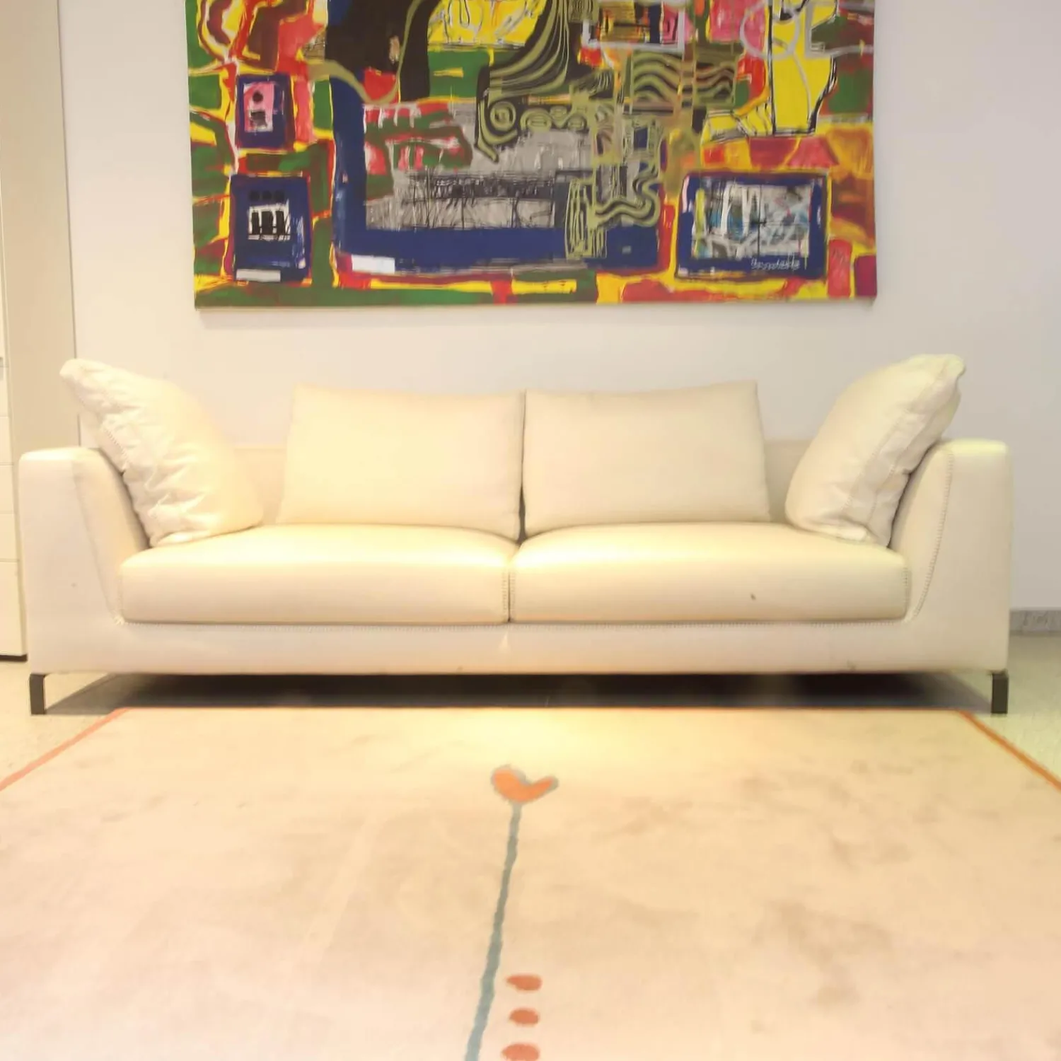 B&B Italia 2-Sitzer-Sofas|Sofa Ray Bezug Stoff Adria Ecru 2521102 Beige Füße Nickel Bronzefarben Lackiert Inklusive Kissen