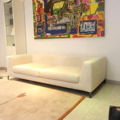 B&B Italia 2-Sitzer-Sofas|Sofa Ray Bezug Stoff Adria Ecru 2521102 Beige Füße Nickel Bronzefarben Lackiert Inklusive Kissen