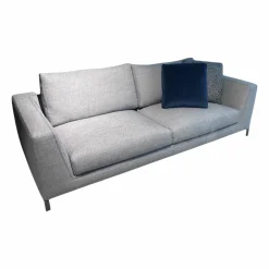 B&B Italia 3-Sitzer-Sofas|Sofa Ray Stoff 2038258 Spora Stein Grau Füße Nickel Bronzefarben Inklusive Kissen