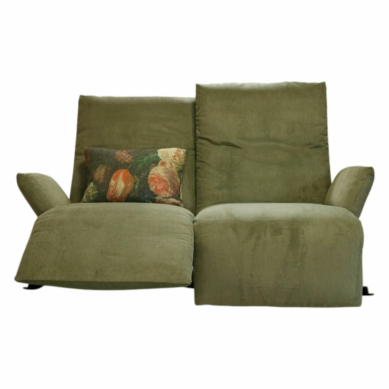 Bullfrog 2-Sitzer-Sofas|Sofa Rockfrog 0821 Stoff Manchester Jade Grün Untergestell Metall Schwarz mit motorischer Verstellfunktion