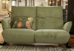 Bullfrog 2-Sitzer-Sofas|Sofa Rockfrog 0821 Stoff Manchester Jade Grün Untergestell Metall Schwarz mit motorischer Verstellfunktion