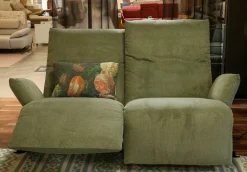 Bullfrog 2-Sitzer-Sofas|Sofa Rockfrog 0821 Stoff Manchester Jade Grün Untergestell Metall Schwarz mit motorischer Verstellfunktion