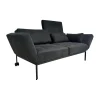 Brühl 2-Sitzer-Sofas|Sofa Roro Anilinleder Taron 5668 0099 Grau Schwarz Gestell Schwarz Mit Drehsitz Und Kissen