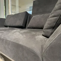 Brühl 2-Sitzer-Sofas|Sofa Roro Anilinleder Taron 5668 0099 Grau Schwarz Gestell Schwarz Mit Drehsitz Und Kissen