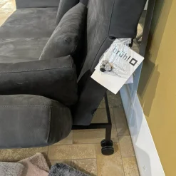 Brühl 2-Sitzer-Sofas|Sofa Roro Anilinleder Taron 5668 0099 Grau Schwarz Gestell Schwarz Mit Drehsitz Und Kissen