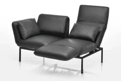 Brühl 2-Sitzer-Sofas|Sofa Roro Medium Leder Glove Schwarz Gestell Schwarz Pulverbeschichtet Inklusive 2 Drehsitze