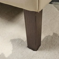 Bielefelder Werkstätten 2-Sitzer-Sofas|Sofa Saloni Leder Normandie Kiesel BW 0140 020 Beige Gestell Eiche Wengefarbig