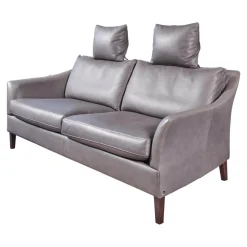 Bielefelder Werkstätten 2-Sitzer-Sofas|Sofa Saloni Leder Provence Schiefer Grau Mit 2 Nackenkissen
