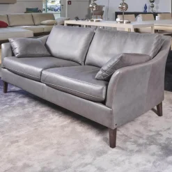 Bielefelder Werkstätten 2-Sitzer-Sofas|Sofa Saloni Leder Provence Schiefer Grau Mit 2 Nackenkissen