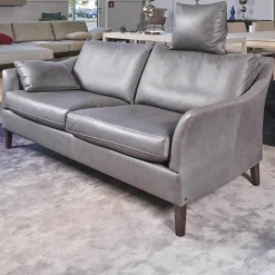 Bielefelder Werkstätten 2-Sitzer-Sofas|Sofa Saloni Leder Provence Schiefer Grau Mit 2 Nackenkissen