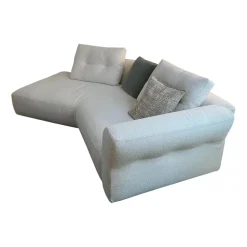 Cassina Ecksofas|Sofa Sengu Bold 565 A2 Stoff L Look Bianco Beige Weiß Mit Halbinsel Links Und Rückenkissen