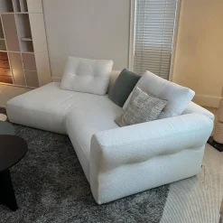 Cassina Ecksofas|Sofa Sengu Bold 565 A2 Stoff L Look Bianco Beige Weiß Mit Halbinsel Links Und Rückenkissen