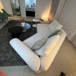 Cassina Ecksofas|Sofa Sengu Bold 565 A2 Stoff L Look Bianco Beige Weiß Mit Halbinsel Links Und Rückenkissen