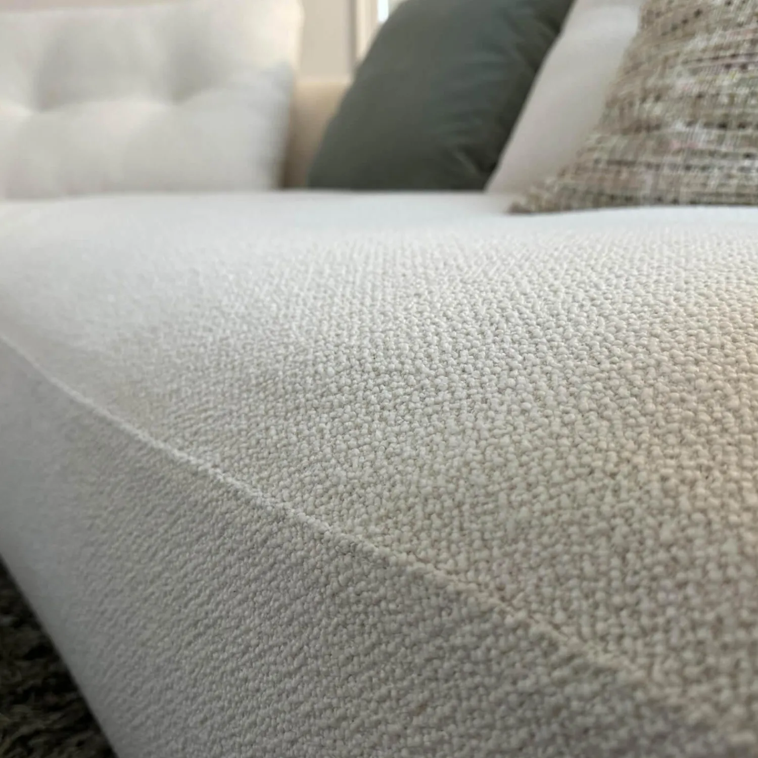 Cassina Ecksofas|Sofa Sengu Bold 565 A2 Stoff L Look Bianco Beige Weiß Mit Halbinsel Links Und Rückenkissen