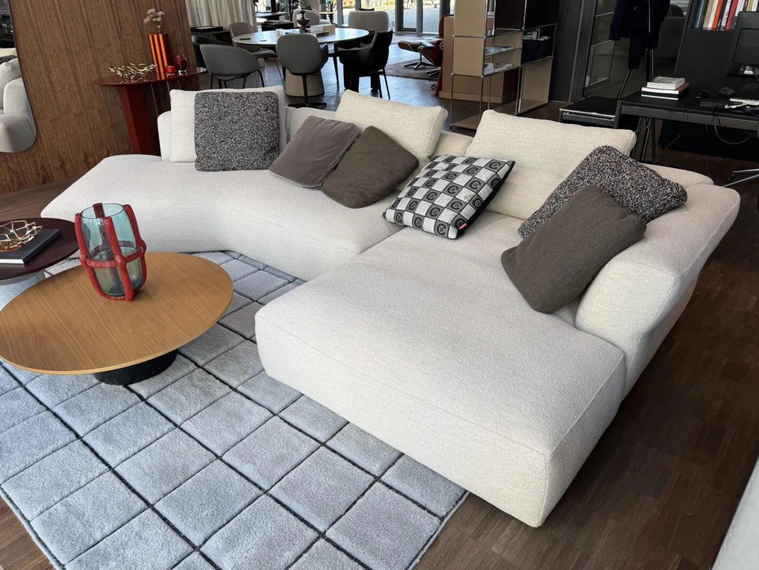 Cassina Ecksofas|Sofa Sengu Bold Stoff Look Corda Grau Weiß ohne Dekokissen