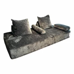 Edra 3-Sitzer-Sofas|Sofa Sherazade Stoff T Soft Nest 8210 Dunkelgrau Füße Kunststoff Schwarz