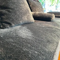 Edra 3-Sitzer-Sofas|Sofa Sherazade Stoff T Soft Nest 8210 Dunkelgrau Füße Kunststoff Schwarz