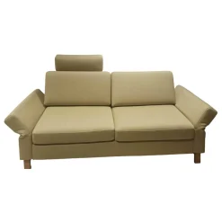 Wolkenweich 2-Sitzer-Sofas|Sofa Sirio Stoff Arco Schurwolle Kiwi Grün Gelb Holzkufen Eiche geölt