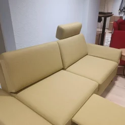 Wolkenweich 2-Sitzer-Sofas|Sofa Sirio Stoff Arco Schurwolle Kiwi Grün Gelb Holzkufen Eiche geölt