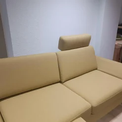 Wolkenweich 2-Sitzer-Sofas|Sofa Sirio Stoff Arco Schurwolle Kiwi Grün Gelb Holzkufen Eiche geölt