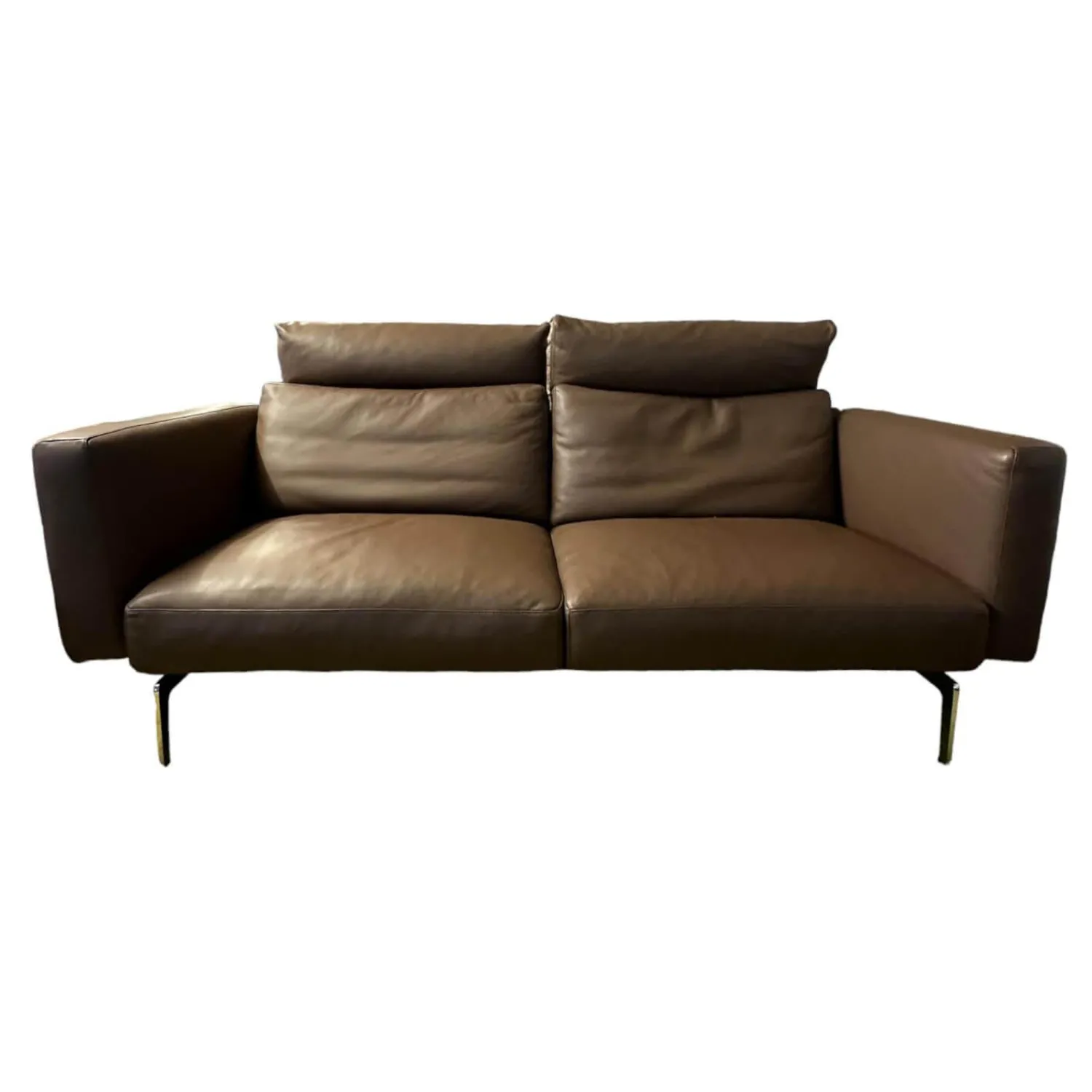 Intertime 2-Sitzer-Sofas|Sofa Smart Bezug Leder Rancho Tobacco Braun Flachstahlfuß Chrom Glanz Mit Schwenkbaren Armteilen