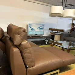 Intertime 2-Sitzer-Sofas|Sofa Smart Bezug Leder Rancho Tobacco Braun Flachstahlfuß Chrom Glanz Mit Schwenkbaren Armteilen