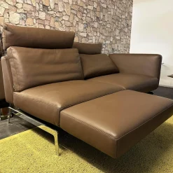 Intertime 2-Sitzer-Sofas|Sofa Smart Bezug Leder Rancho Tobacco Braun Flachstahlfuß Chrom Glanz Mit Schwenkbaren Armteilen