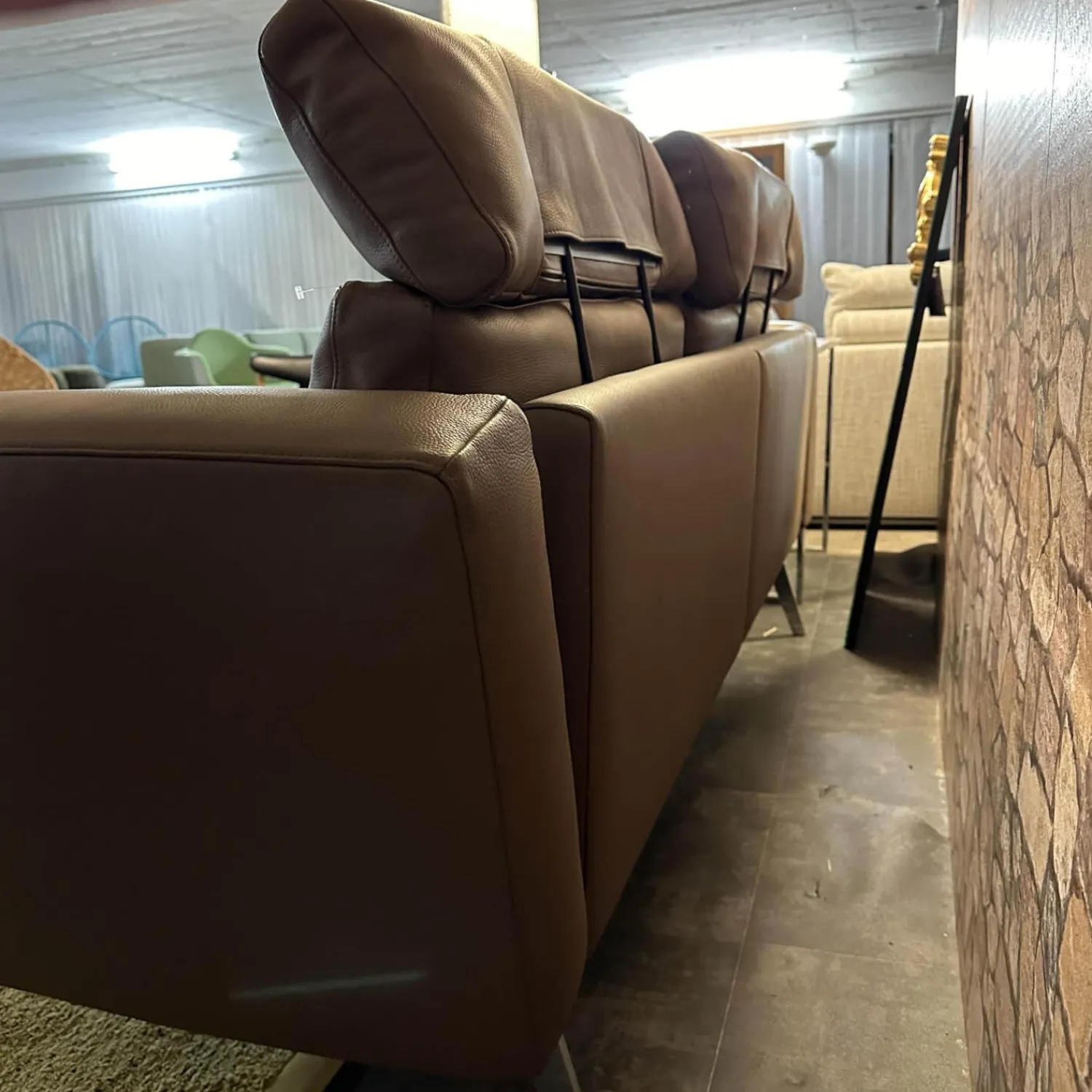 Intertime 2-Sitzer-Sofas|Sofa Smart Bezug Leder Rancho Tobacco Braun Flachstahlfuß Chrom Glanz Mit Schwenkbaren Armteilen